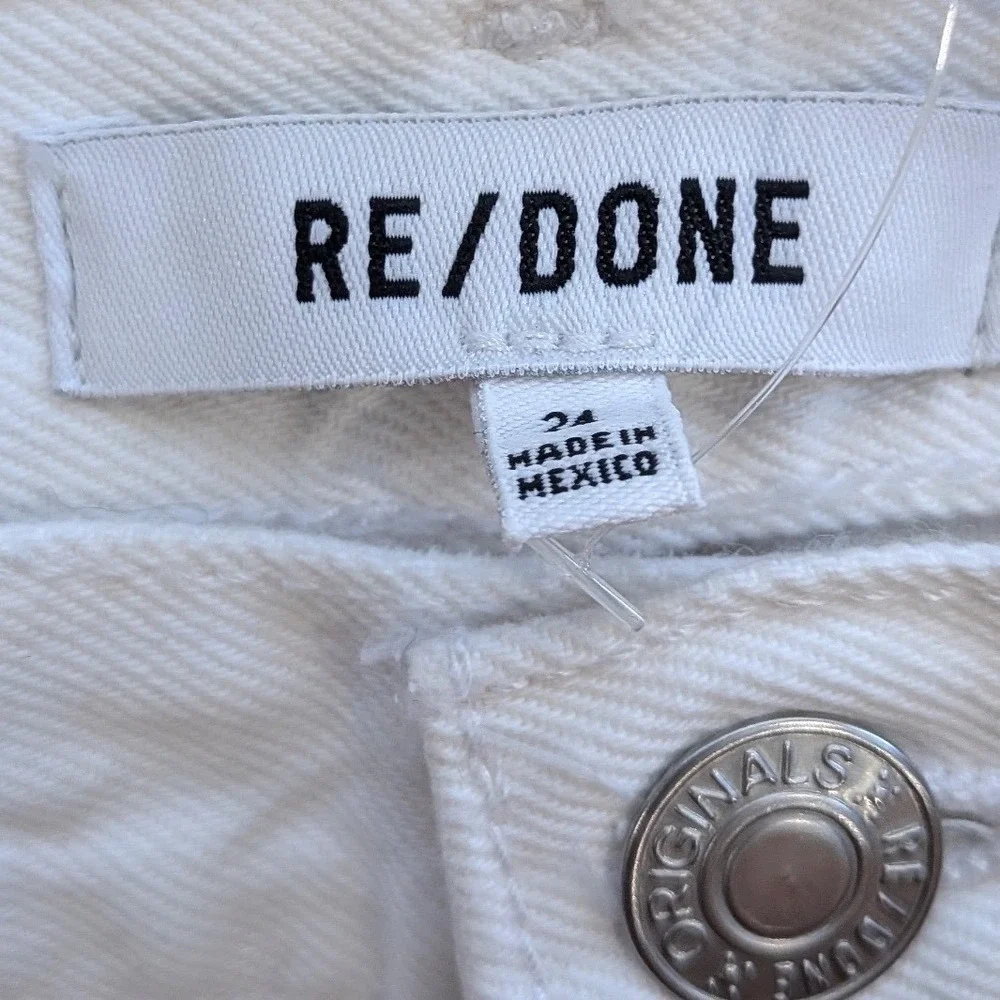 $295 NWT RE/DONE 70s Stove Pipe Jeans White Destroyed Distressed Straight Leg 24